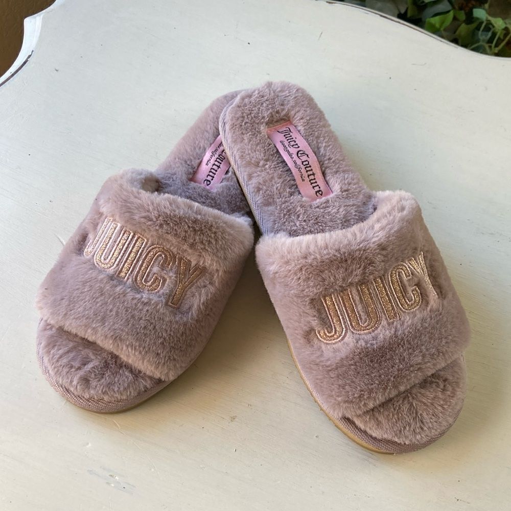 Juicy Couture Slip-On Plush Luxe Comfort Lavender Slippers Women’s 7-8